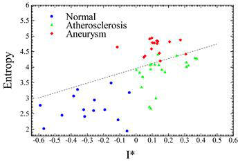 I*値と血管壁拍動速度軌跡のエントロピー値の  ２次元マップによる血管壁疾患評価法